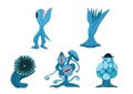 Carnivorous plants design blue on white background illustration