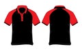 Black-Red Raglan Short Sleeve Polo Shirt Design Vector Royalty Free Stock Photo