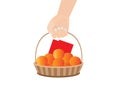 Envelope red orange and basket in hand and chinese new year on white background illustration vector