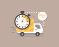Express delivery, Shipping fast delivery truck with clock icon symbol