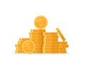 Stack of gold coins in a flat style. The concept of income or profit icons Royalty Free Stock Photo