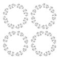 Wreaths from twigs and leaves. Set of four vector circle floral frames isolated on white background. Royalty Free Stock Photo