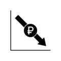 Vector infographics with scheme of ruble fall