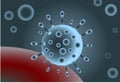 Vector realistic coronavirus from RNA virus family in red, blue, grey colors Royalty Free Stock Photo