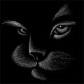The Vector logo cat for tattoo or T-shirt design or outwear. Royalty Free Stock Photo
