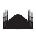 Silhouette of the world architectural landmark in Istanbul. Isolated black icon on a white background.