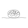 Continuous line drawing. Donut.