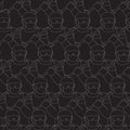 A group of uniformed policemen with buton. Vector seamless black and white pattern.