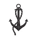 Old ship sea anchor vectorblack and white icon isolated on white background. Royalty Free Stock Photo