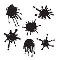 Abstract spots blots black and white vector illustrations set.