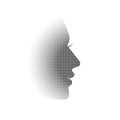 Silhouette of female face in profile. Isolated vector on a white background. Optical effect. Royalty Free Stock Photo