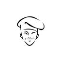 Young male oriental Chef mascot illustration logo image Vector