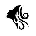 silhouette of woman head profile with stylized hair shape. Royalty Free Stock Photo