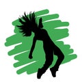 Freestyle dancer silhouette hip hop or breakdancing female illustration Royalty Free Stock Photo