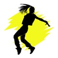 Freestyle dancer silhouette hip hop or breakdancing female illustration Royalty Free Stock Photo