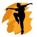 Urban dancer silhouette hip hop or breakdancing female illustration