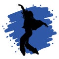 Urban dancer silhouette hip hop or breakdancing female illustration