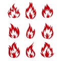 Set of Flame icon vector illustration logo. Isolated on white background. Royalty Free Stock Photo