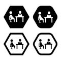 business interview or interogation icon or symbol. two stick people symbol sitting on chairs. Royalty Free Stock Photo