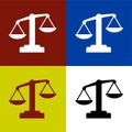 Scales vector icon. symbol of court or justice. lawyer firm logo.