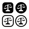 Scales vector icon. symbol of court or justice. lawyer firm logo.