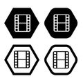 Set of Grunge film strips collection. Old retro cinema movie strip. Video recording. Vector illustration. Royalty Free Stock Photo