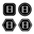 Set of Grunge film strips collection. Old retro cinema movie strip. Video recording. Vector illustration. Royalty Free Stock Photo