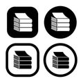 Set of books literature, dictionaries, encyclopedias, planners with bookmarks. Icon vector illustration