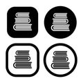 Set of books literature, dictionaries, encyclopedias, planners with bookmarks. Icon vector illustration