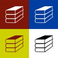 Set of books literature, dictionaries, encyclopedias, planners with bookmarks. Icon vector illustration