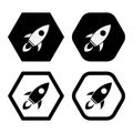 Set of rocket launch icon, shuttle space symbol startup icon missile symbol sign vector Illustration Logo Template Royalty Free Stock Photo