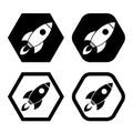 Set of rocket launch icon, shuttle space symbol startup icon missile symbol sign vector Illustration Logo Template Royalty Free Stock Photo