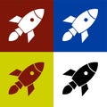 Set of rocket launch icon, shuttle space symbol startup icon missile symbol sign vector Illustration Logo Template Royalty Free Stock Photo