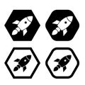 Set of rocket launch icon, shuttle space symbol startup icon missile symbol sign vector Illustration Logo Template Royalty Free Stock Photo