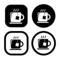 Set of Hot tea in a glass flat icon sign symbol vector illustration Isolated template. Royalty Free Stock Photo