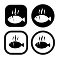 Set of Hot grilled fish flat icon vector illustration symbol Isolated template. Royalty Free Stock Photo