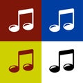 Set of Musical notes symbol logo flat icon vector illustration logo Isolated template. Royalty Free Stock Photo