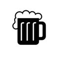 A glass of beer with fresh foam for pub design, such as a logo or icon. Royalty Free Stock Photo