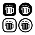 A glass of beer with fresh foam for pub design, such as a logo or icon. Royalty Free Stock Photo