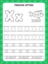 Trace letters of English alphabet and fill colors Uppercase and lowercase X. Handwriting practice for preschool kids worksheet. Royalty Free Stock Photo