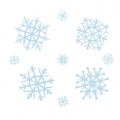 Cute snowflakes hand drawing. Set of vector isolates on white background.