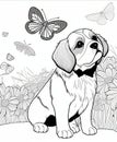 Sweet dog with big eyes and a playful expression, Coloring Page for dog lovers Royalty Free Stock Photo