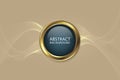 Premium Blue button with golden border on baige color background with waves Royalty Free Stock Photo