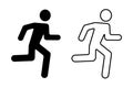 Silhouette of a man running, person who runs fast. vector icon illustration material Royalty Free Stock Photo