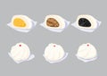 steamed stuff bun,dim sum and chinese cuisine on gray background vector illustration Royalty Free Stock Photo