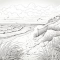 Coastal Dune Landscape Coloring Page Royalty Free Stock Photo
