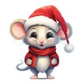 Ho-Ho-Holiday Rodent: Christmas Mouse Clipart with Santa Hat - Isolated on White Background - Generative AI