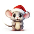 Merry Mousy Moments: Cute Christmas Watercolor Mouse Clipart - Isolated on White Background - Generative AI