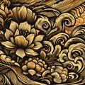 ancient floral wood carving: timeless craftsmanship, ai generated.& x22; Royalty Free Stock Photo