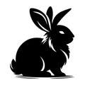Black and White Rabbit Silhouettes for Illustrations Royalty Free Stock Photo